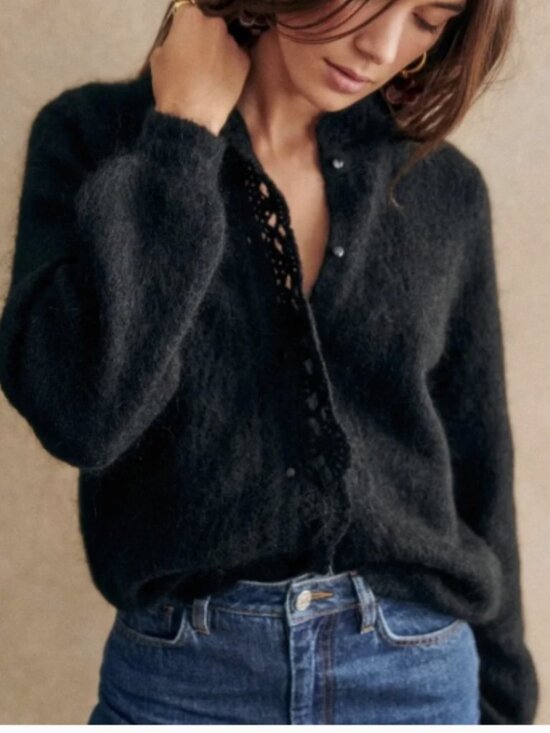 Sezane Sweaters - NWT Sezane Angie Kid Mohair Cardigan Sweater Black S